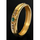 Eleganter ovaler Gelbgold 750 Scharnierarmreif mit Smaragd (0.73ct) und 6 Brillanten (zus. ca. 0.45