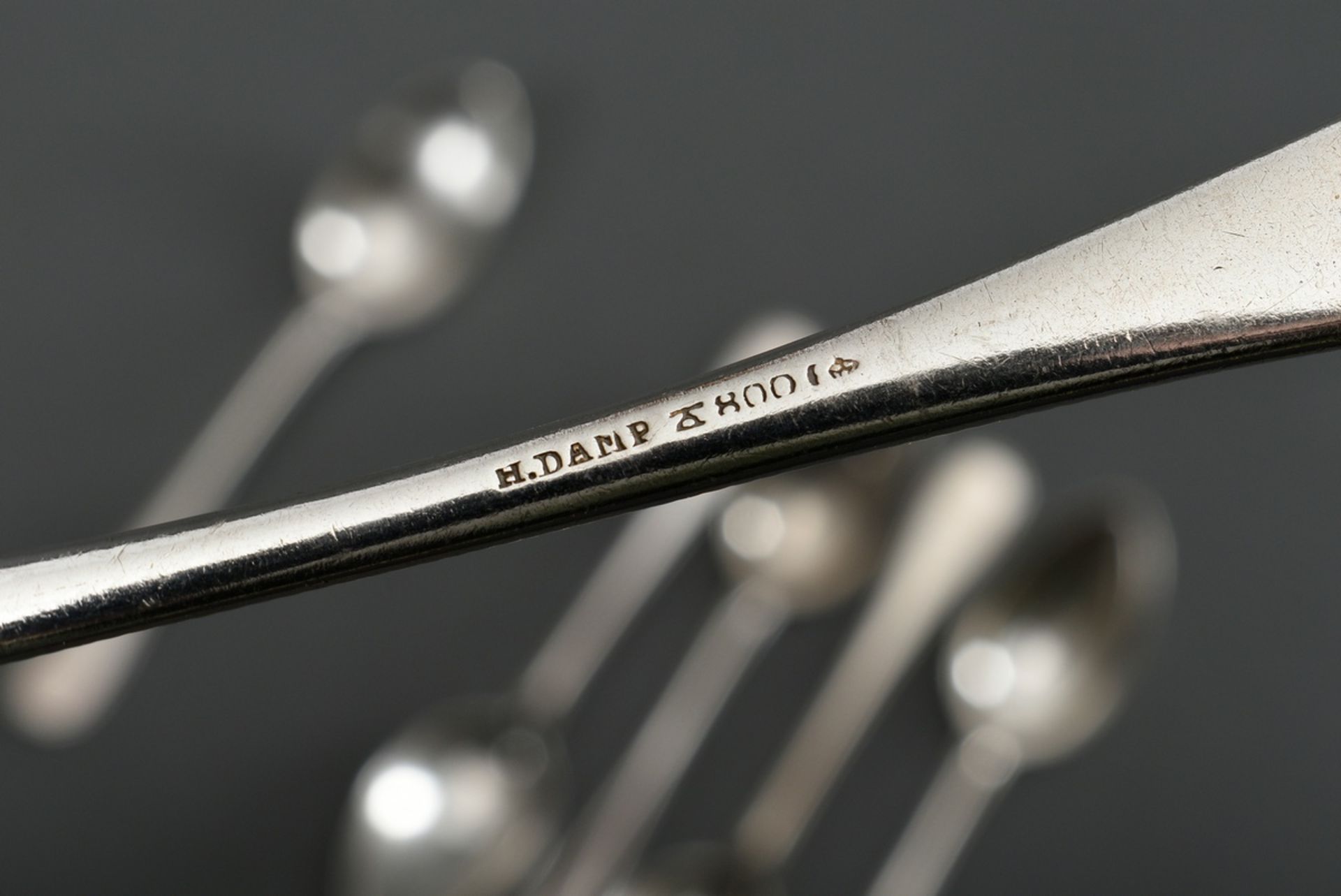 7 teaspoons with pearl pattern and monogram engraving "I", Wilkens & Söhne/ Bremen, jeweller's mark - Image 4 of 4