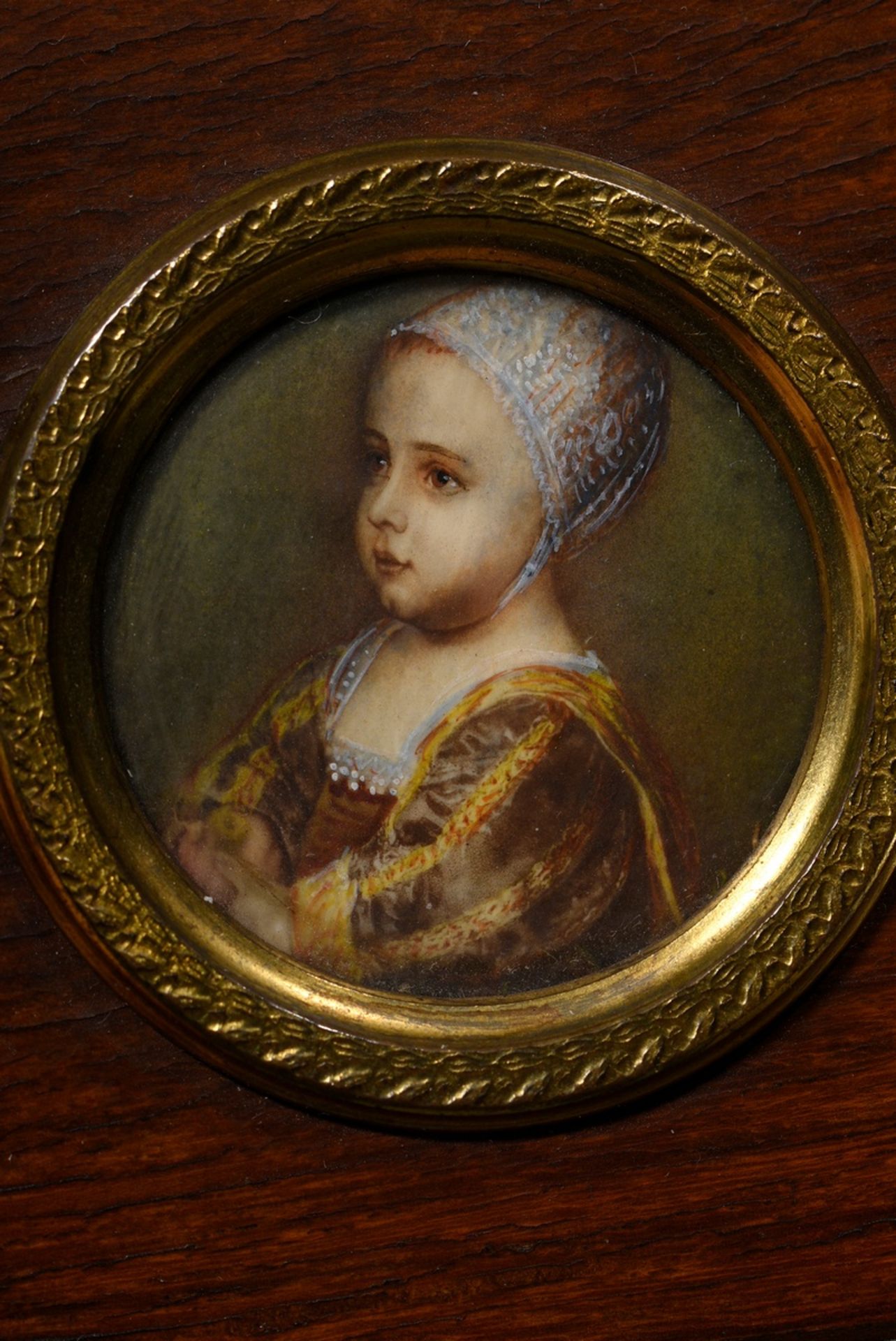 Miniature "Infant James II", after a painting by Antonis van Dyck (1599-1641), gouache, 19th centur - Image 2 of 3