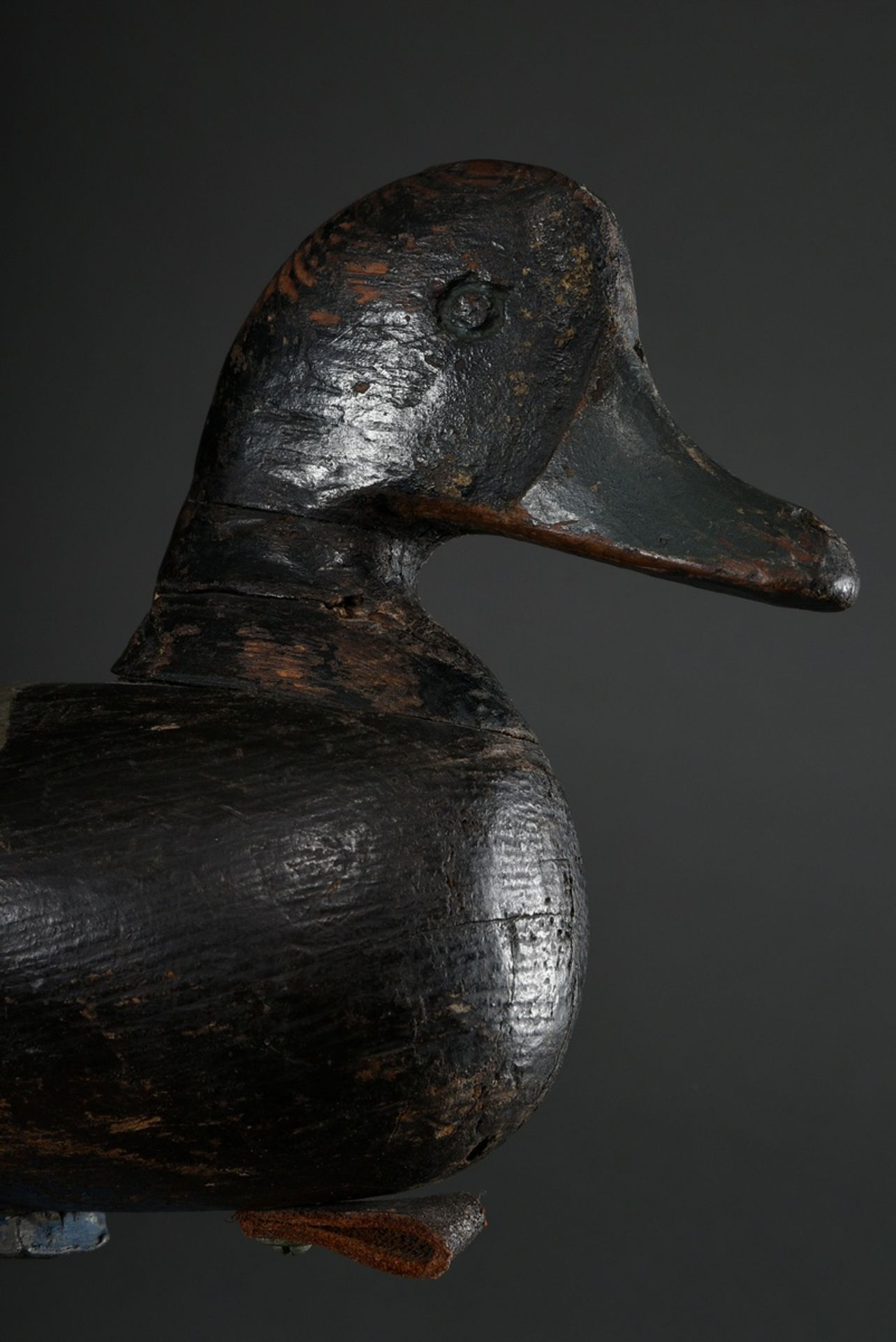 4 Various old decoy ducks, painted wood, 19th c., l. 31-35cm, traces of age - Image 10 of 11