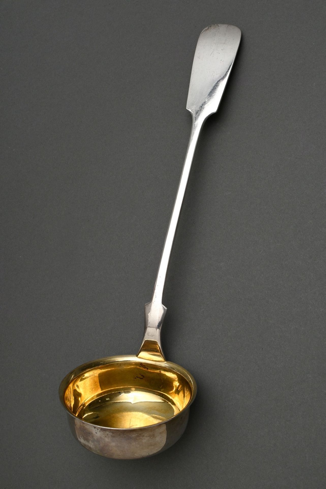 Soup ladle "spade pattern" with gilded spoon, Koch & Bergfeld/ Bremen, jeweller's mark: F.H. Lange,