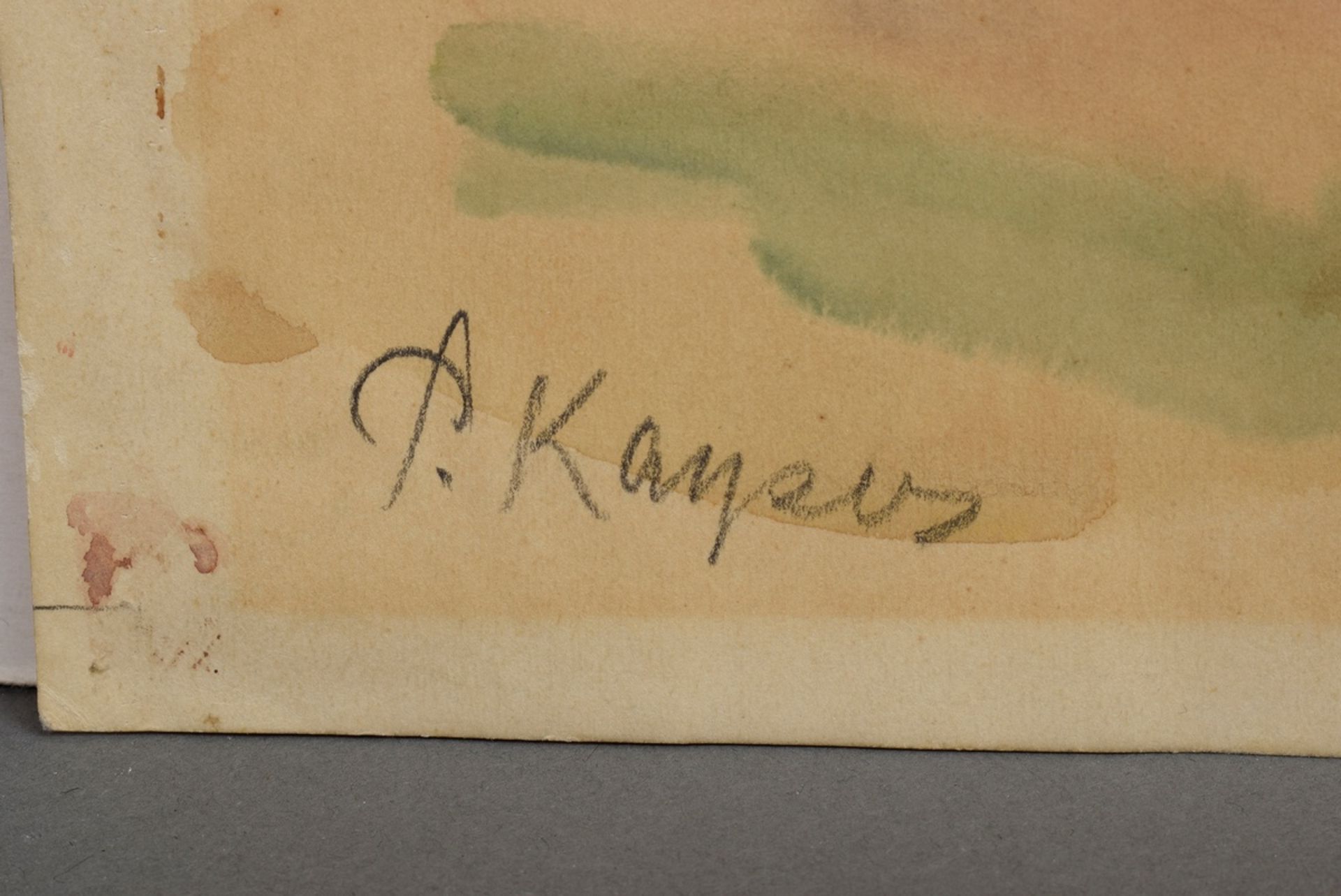 Kayser, Jean Paul (1869-1942) "Bootsliegeplatz", Bleistift/Aquarell, u.l. sign., 29x39cm, leicht ve - Bild 2 aus 3