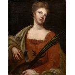 Unbekannter Künstler des 18.Jh. "Heilige Katharina von Alexandrien", Öl/Leinwand doubliert, 73,2x59