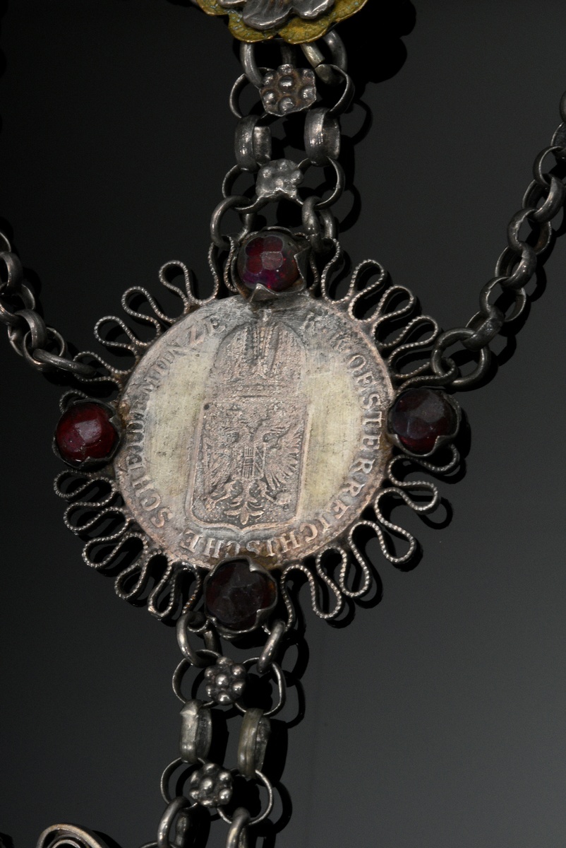 2 Various pieces of Austrian traditional costume jewellery, 19th century: silver bust pendant with  - Image 4 of 10