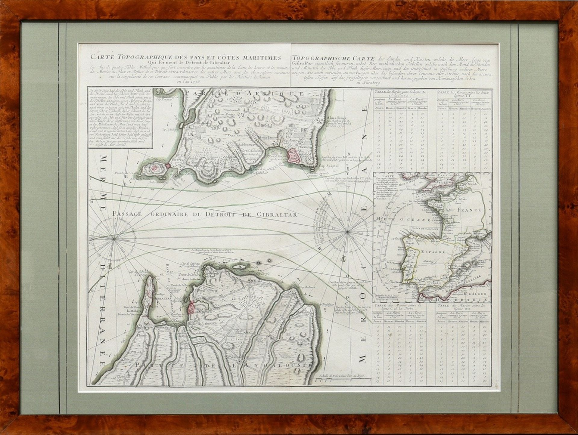 Homann Erben "Topographische Karte der Länder und Küsten welche die Meerenge von Gibraltar eigentli - Bild 2 aus 4