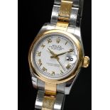 Rolex Edelstahl und Gelbgold 750 "Oyster Perpetual Lady Datejust", Automatik, Zifferblatt mit römis