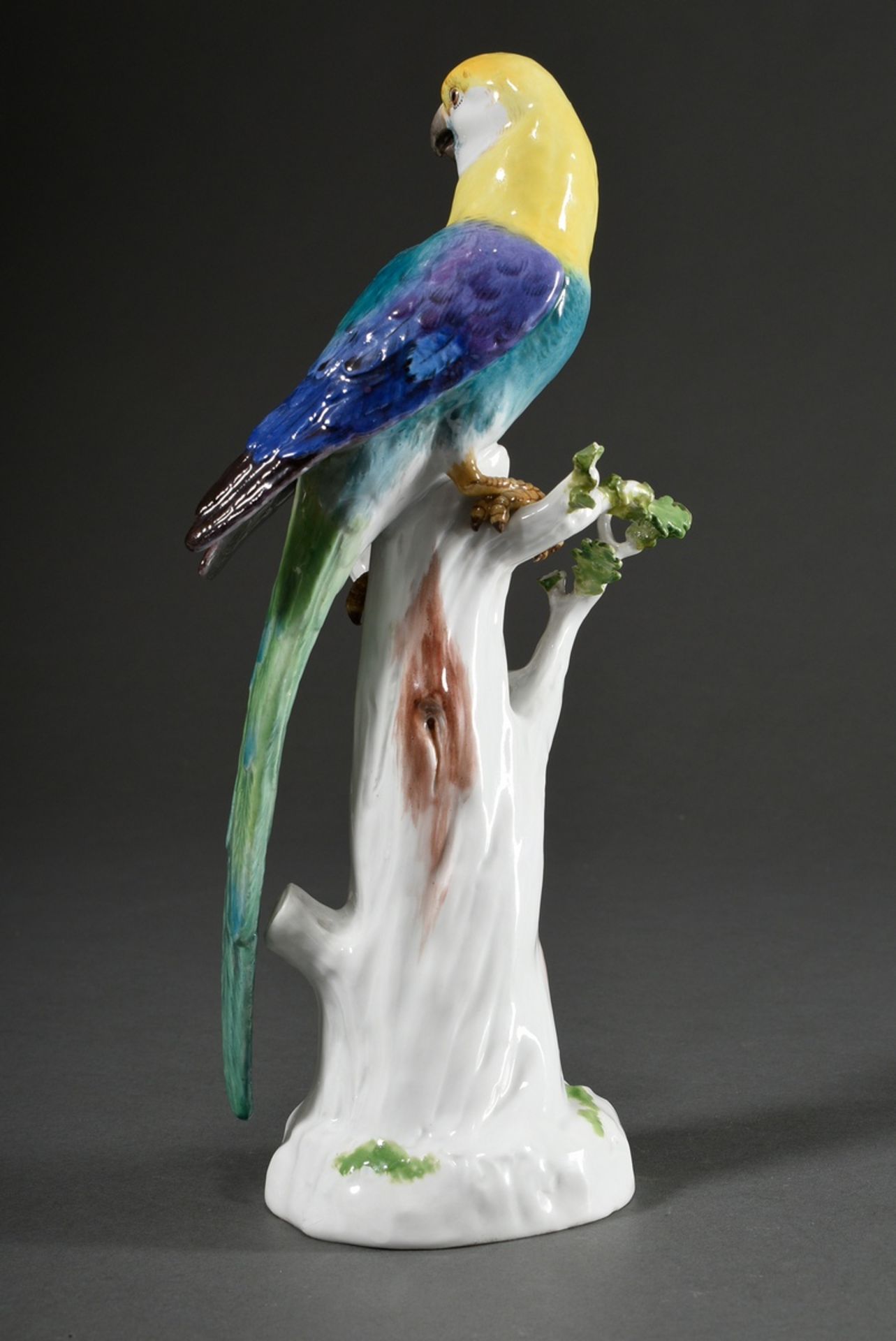 Meissen figure "Parrot on tree stump", coloured painted, model after J.J. Kaendler, incised model n - Image 3 of 8