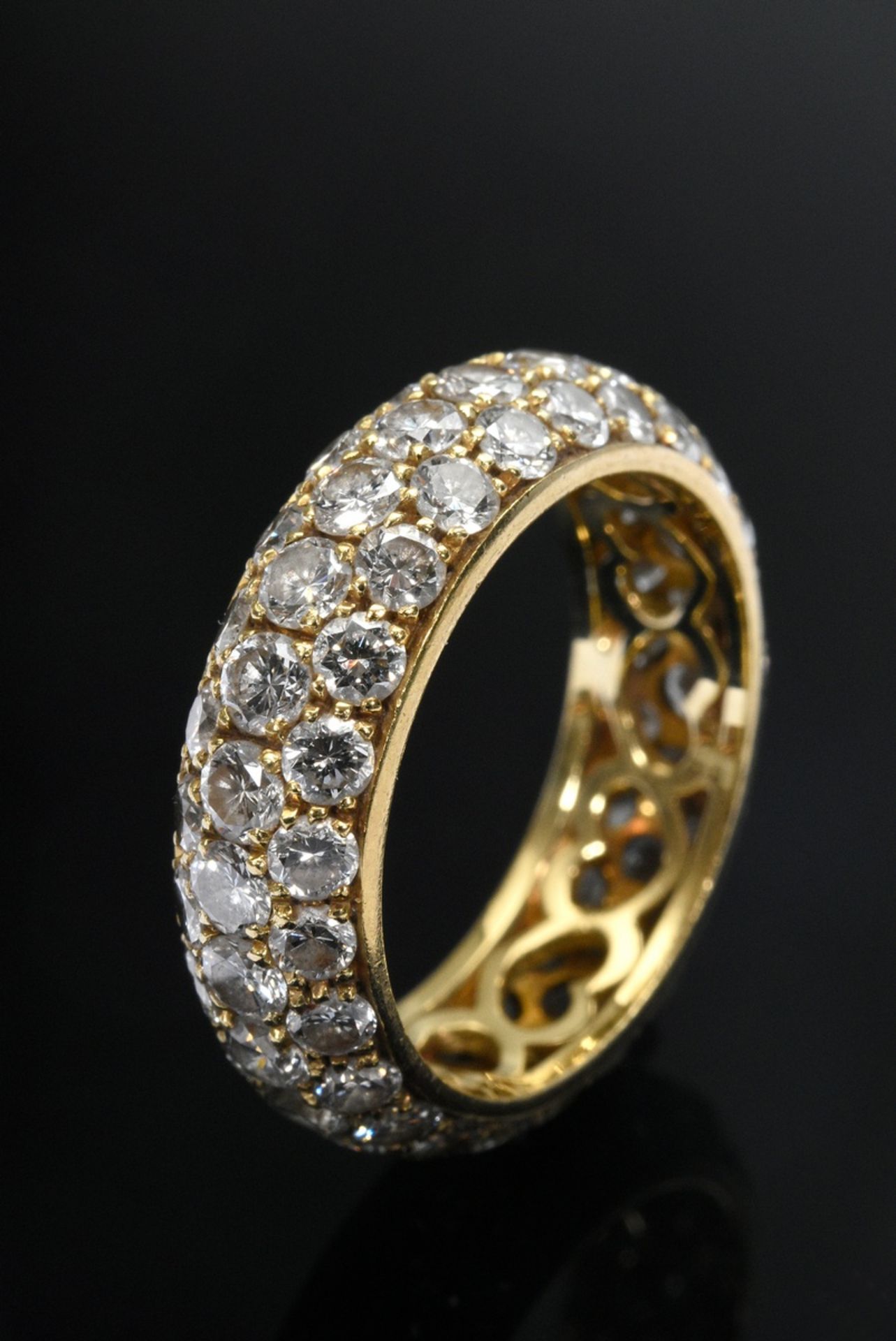 Pasquale Bruni yellow gold 750 band ring with diamonds (together approx. 4ct/VSI/W-TCR) set in pavé