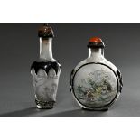 2 Diverse Glas Snuffbottles mit feiner Neihua Malerei "Landschaft, Drache und Blüten mit Vögeln" un