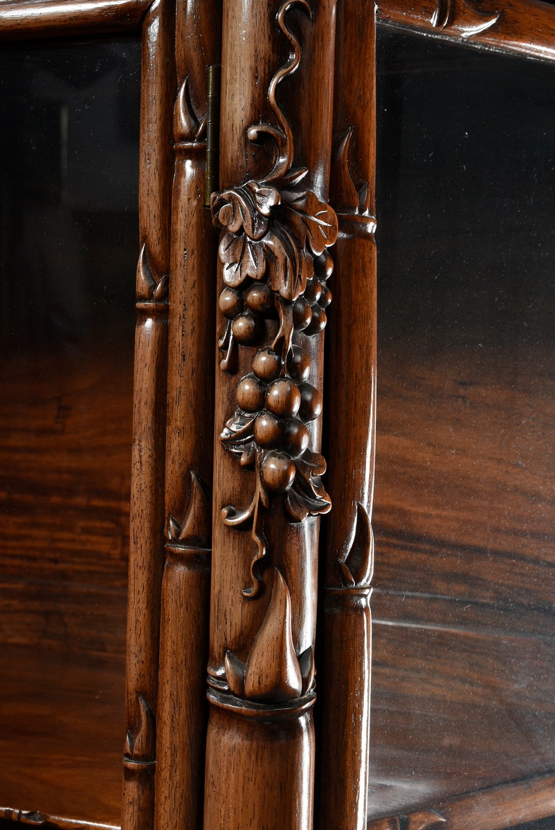 Chinese display case with carved "faux bamboo and grapes" body, openwork crown, Hongmu rosewood, 3  - Image 6 of 9