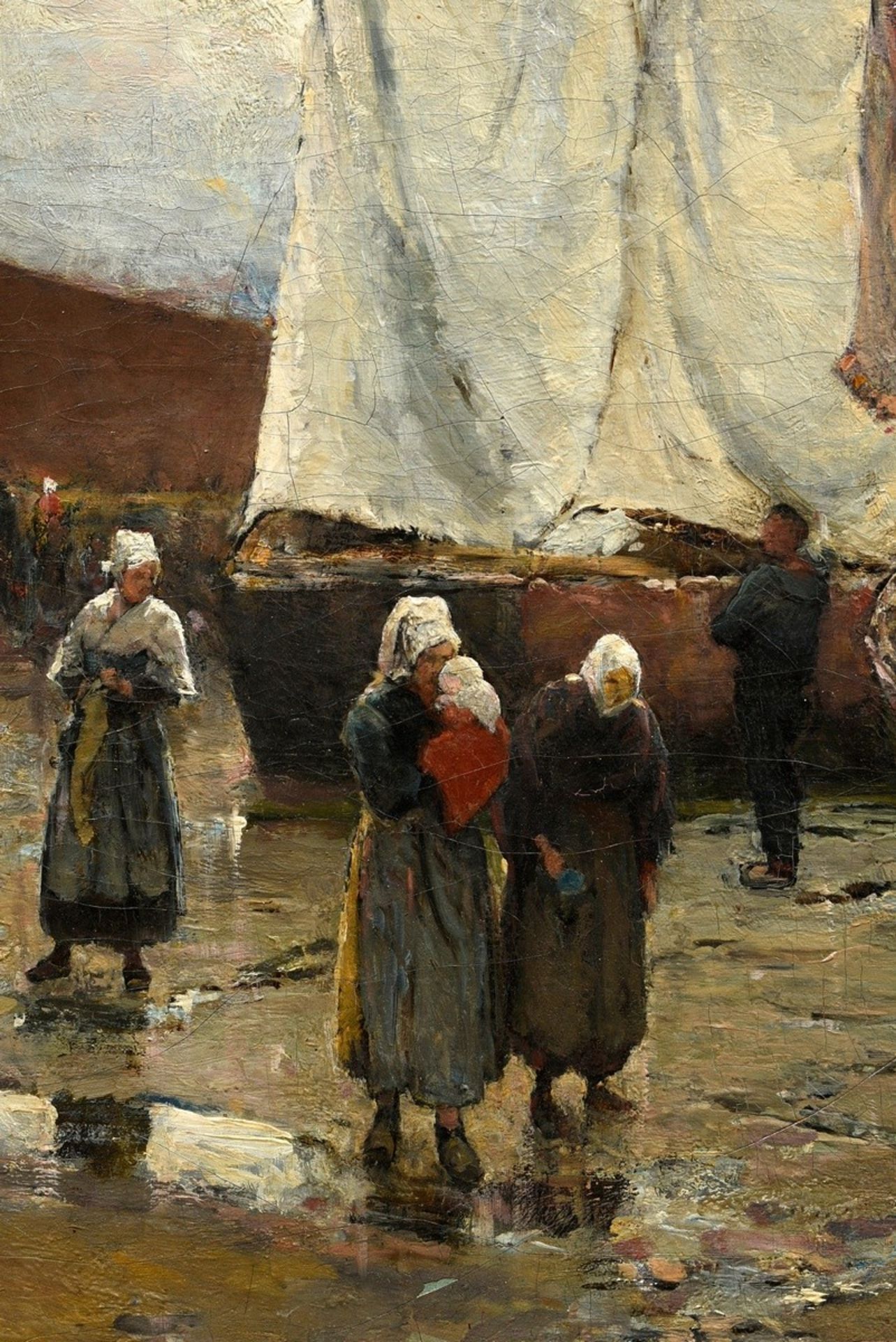 Bauck, Jeanna (1840-1926) "Holländische Fischer", Öl/Leinwand auf Holz kaschiert, u.r. sign., 58x69 - Bild 3 aus 7