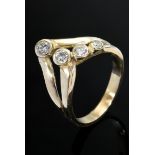 Gelbgold 585 Ring mit 4 Brillanten (zus. ca. 0.25ct/SI/TCR), 3g, Gr. 50