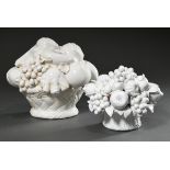 2 Diverse Keramik Schaugerichte "Obstkorb", weiß glasiert, Herst: ND Dolfi Italy/ Caesar Collection