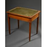 Rechteckiger Weichholz Teetisch mit oktogonalem Messing Tablett im Louis XVI Stil auf einfach kanne