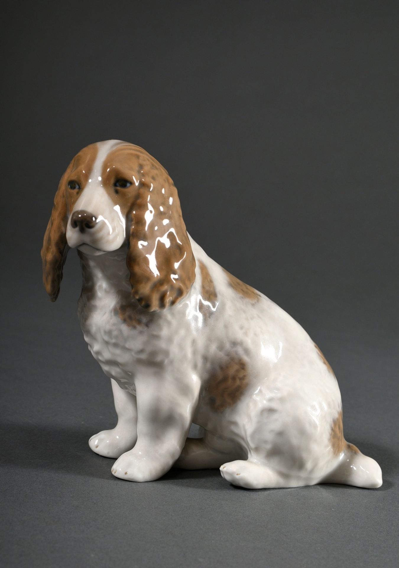 3 Various porcelain figures "Basset", "Cocker Spaniel" and "Sheepdog" with polychrome underglaze pa - Image 9 of 11