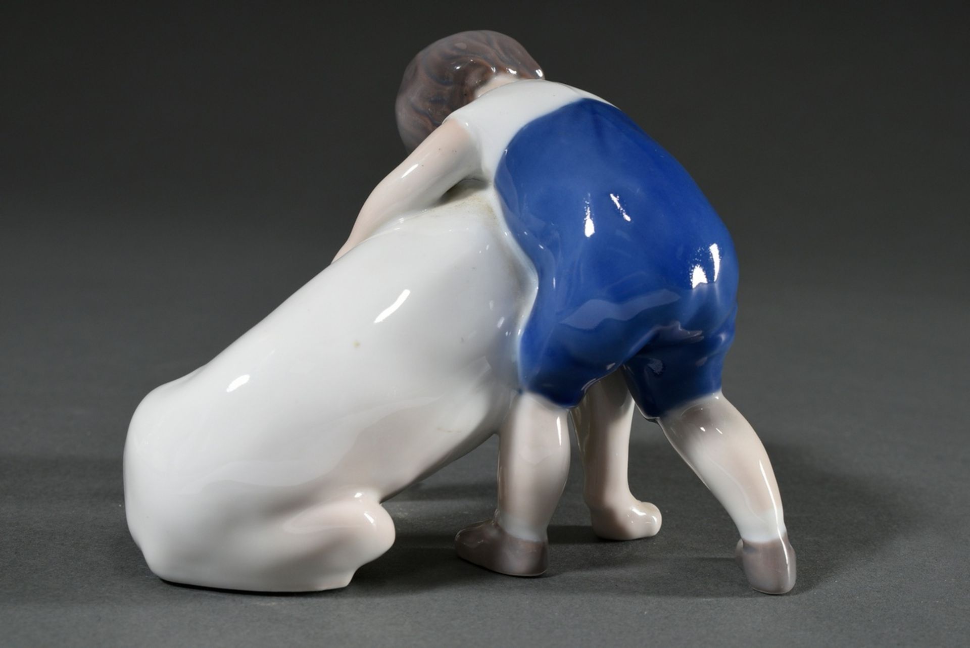 3 Various porcelain figures "Amager girl in traditional costume", "Boy with bulldog" and "Boy on st - Image 10 of 11