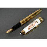 Mont Blanc Füllfederhalter mit polychrom bemalter Meissner Porzellan Kappe "Leda mit dem Schwan", v