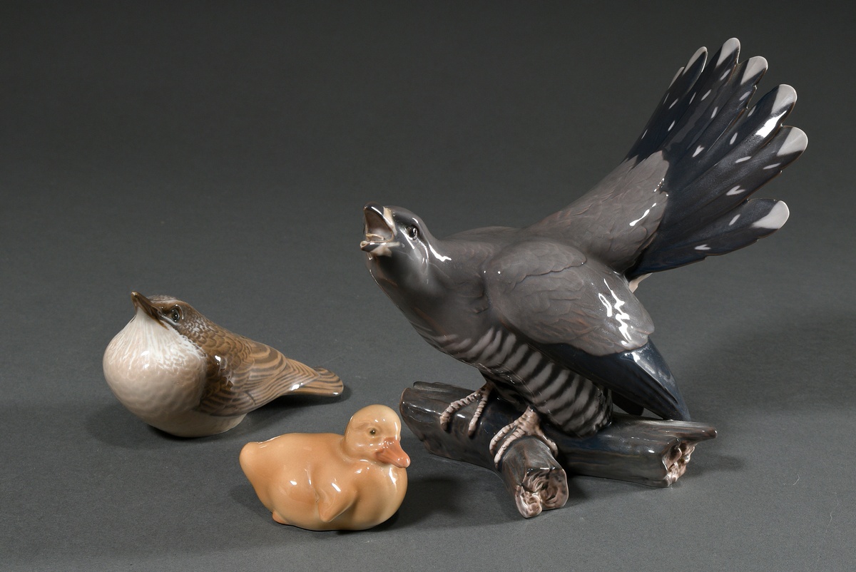 3 Various porcelain figures "Star", "Gosling" and "Cuckoo" with polychrome underglaze painting, Man