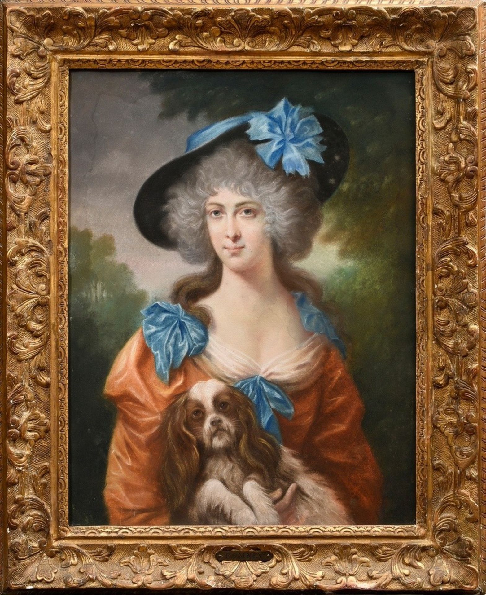 Unbekannter Maler des 18./19.Jh. "Vornehme Dame mit Hut und Hund" (nach George Romney (1734-1802)), - Bild 2 aus 8