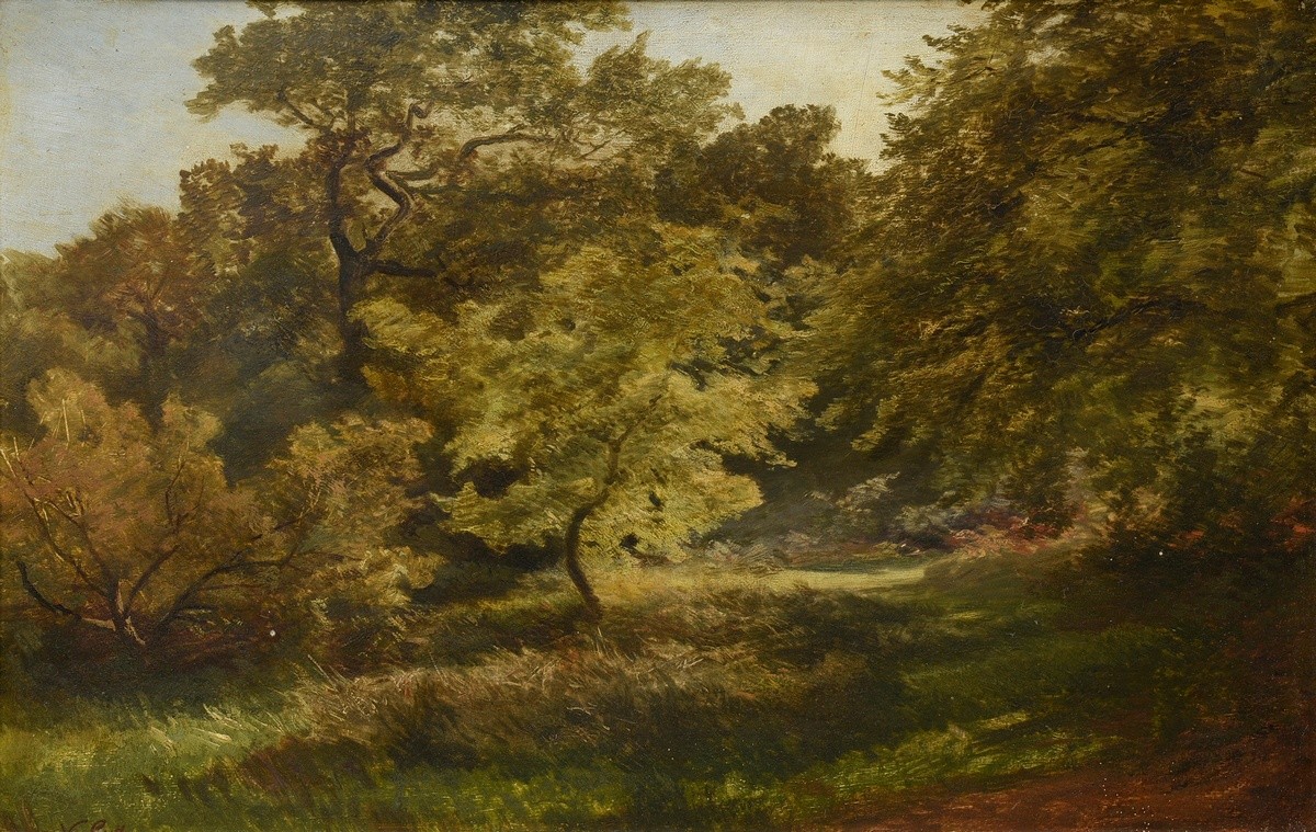 Ruths, Valentin (1825-1905) "Beginning of Autumn in the Forest/Study", oil/wood, sign. on the lower