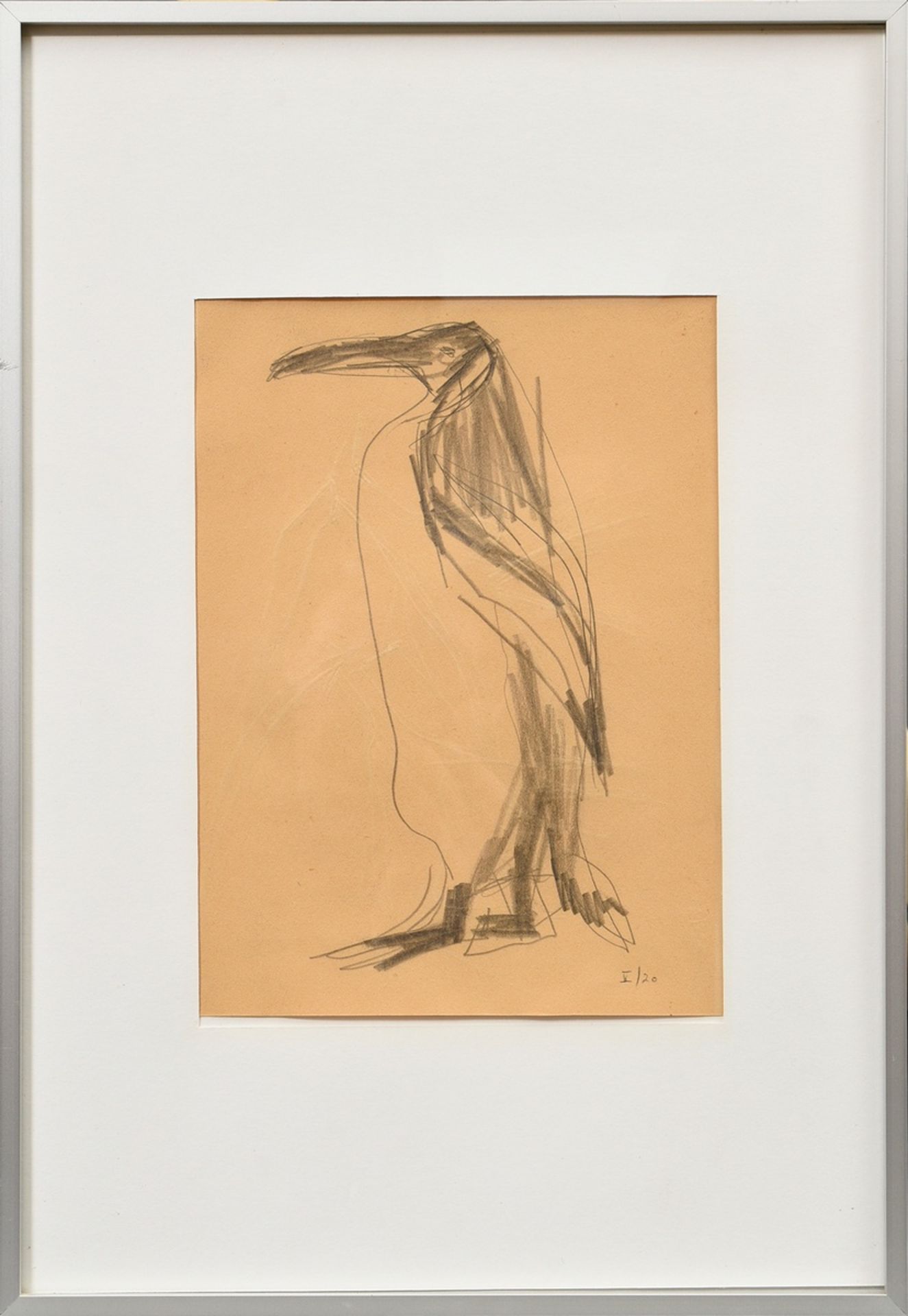 Nesch, Rolf (1893-1975) "Penguin" c. 1930, inscr. "V/20" at lower right, "Gazellen" on verso, inscr - Image 2 of 3