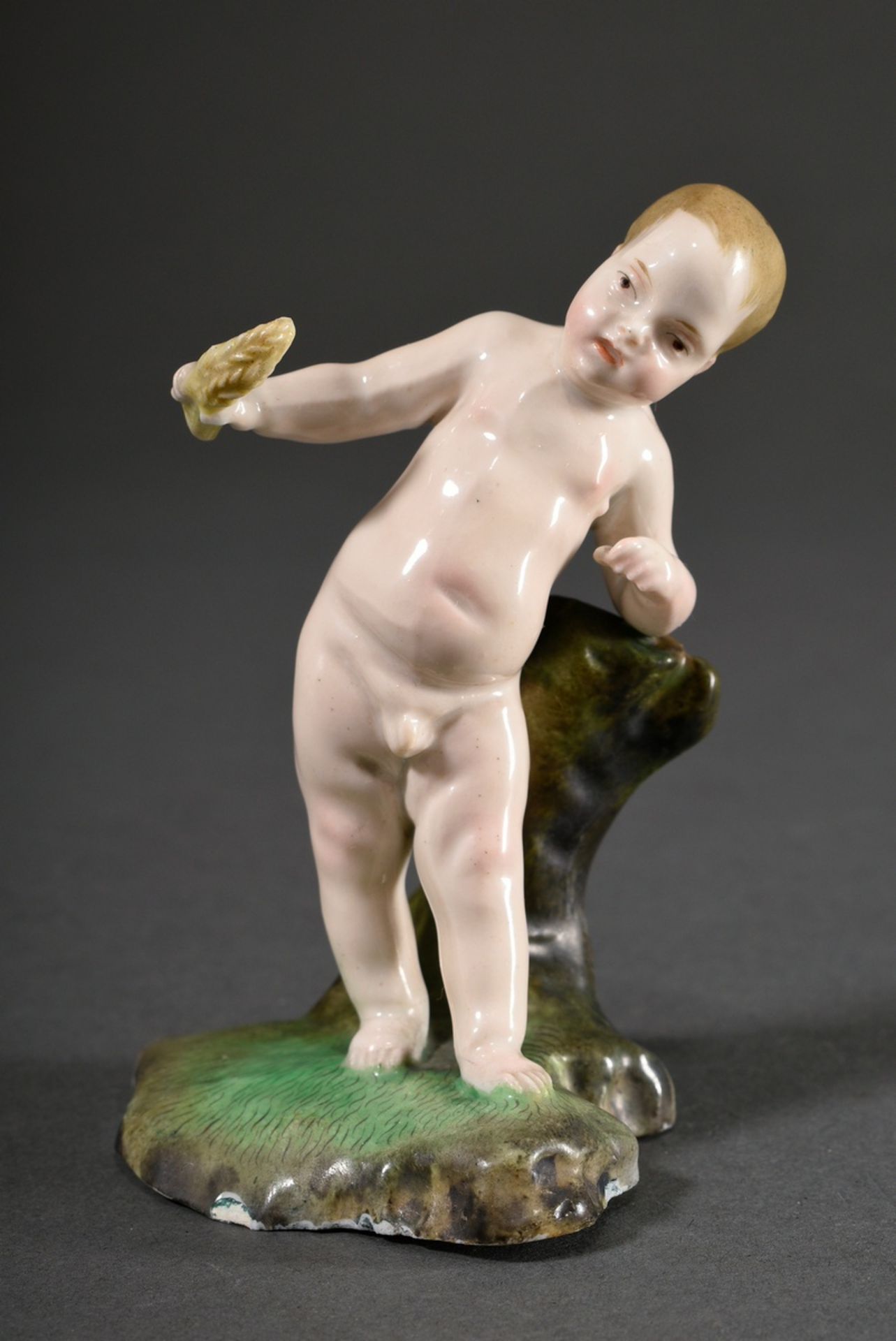 2 Various Höchst figures "Allegory of Summer" (putto with ears of corn) and "Boy with Wine Bottle", - Image 6 of 10