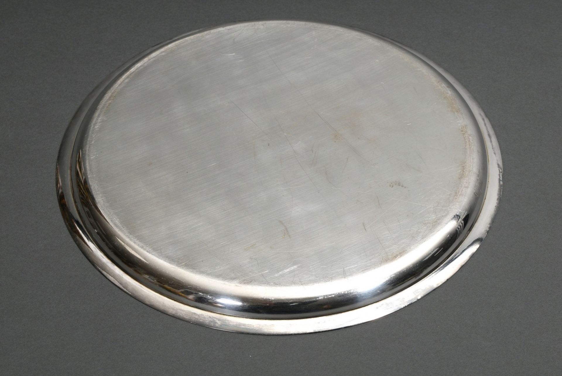 Rundes Tablett mit Glaseinsatz, Wilkens & Söhne, Silber 835, 649g (o.Glas), in Original Karton, Ø 3 - Bild 3 aus 4