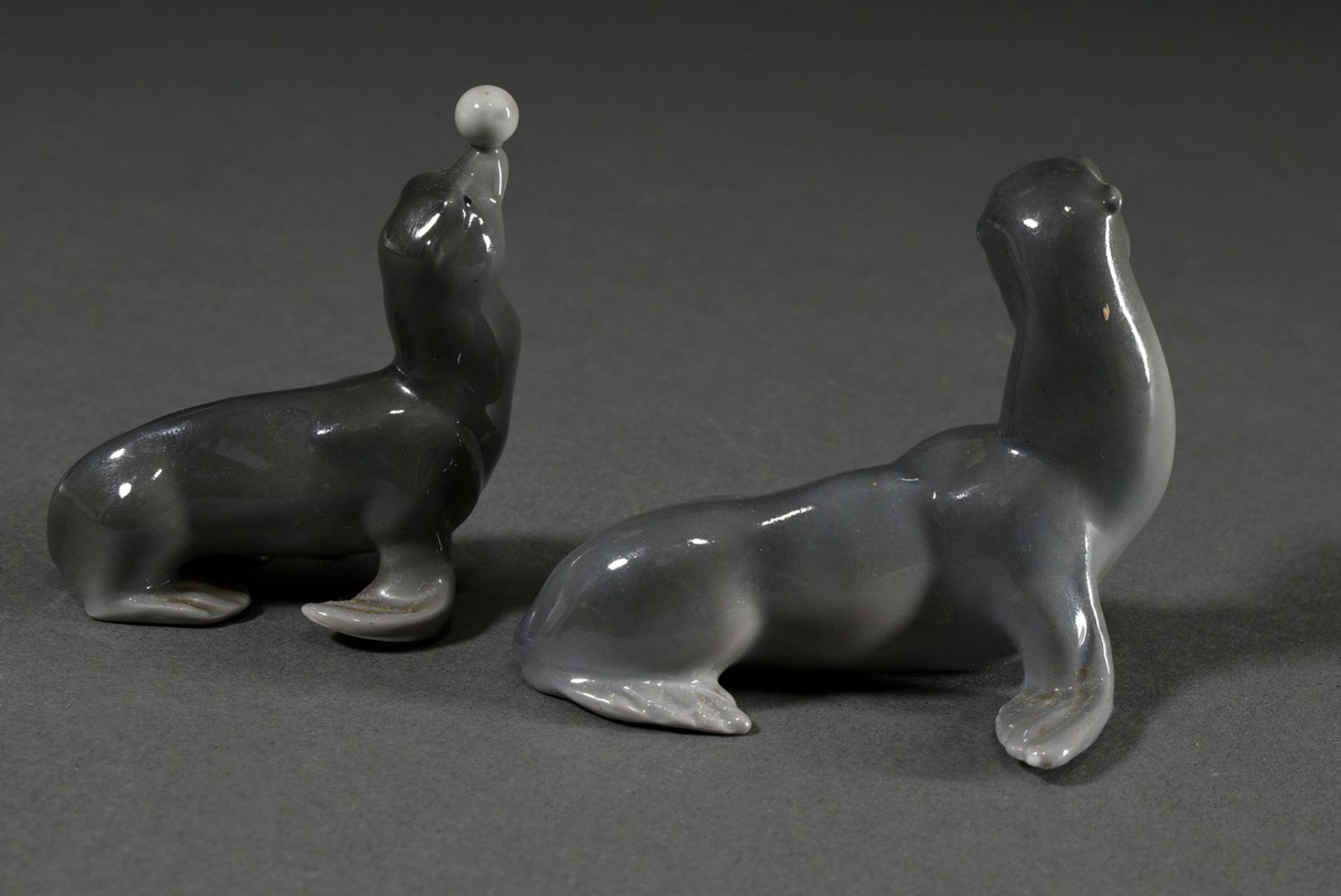 4 Various porcelain figures "Striding Polar Bear", "Salmon Trout", "Seal" and "Seal with Ball" with - Image 9 of 10