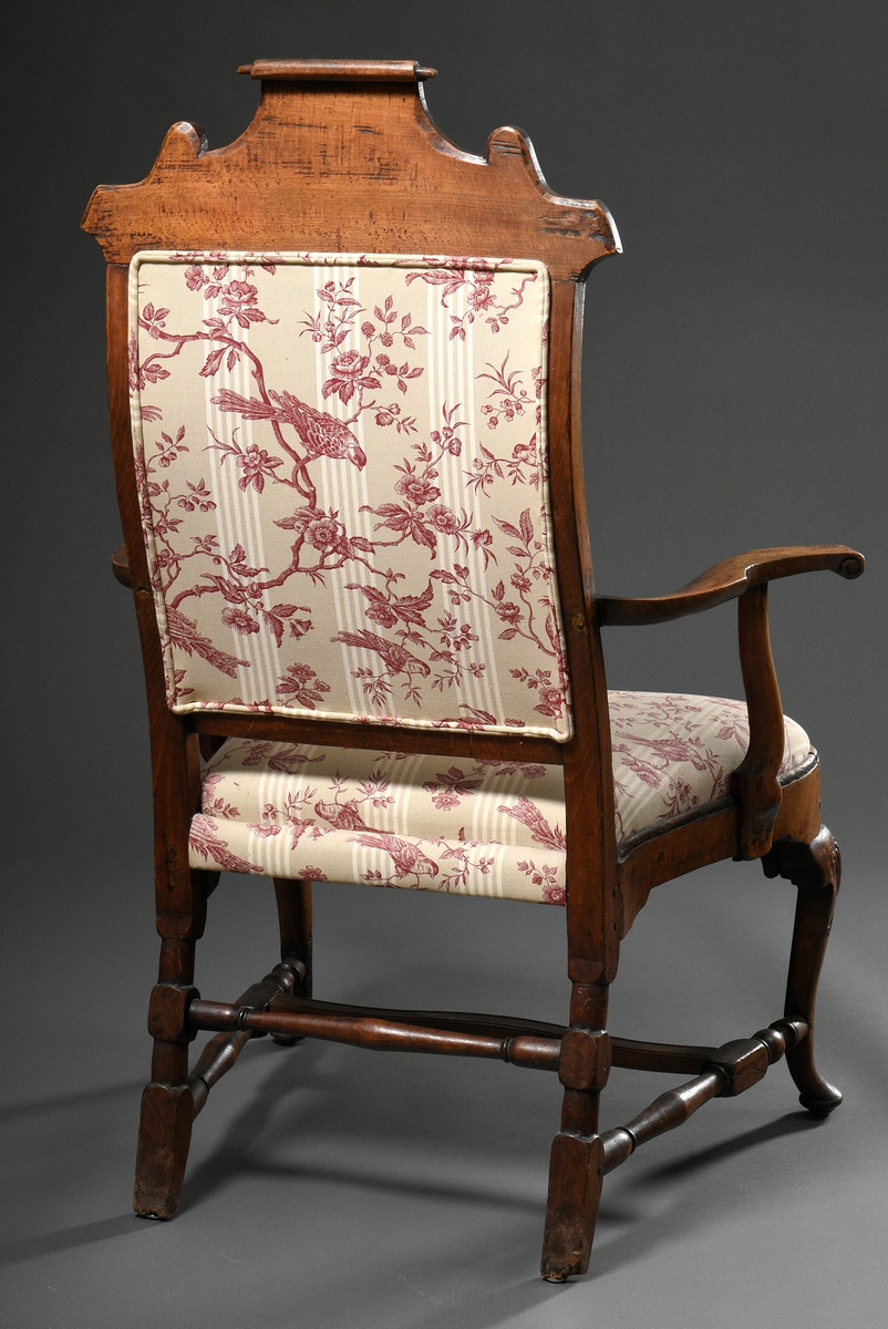 Oak baroque armchair with floral carved backrest, West German 18th century, h. 49/119cm, somewhat u - Image 6 of 6