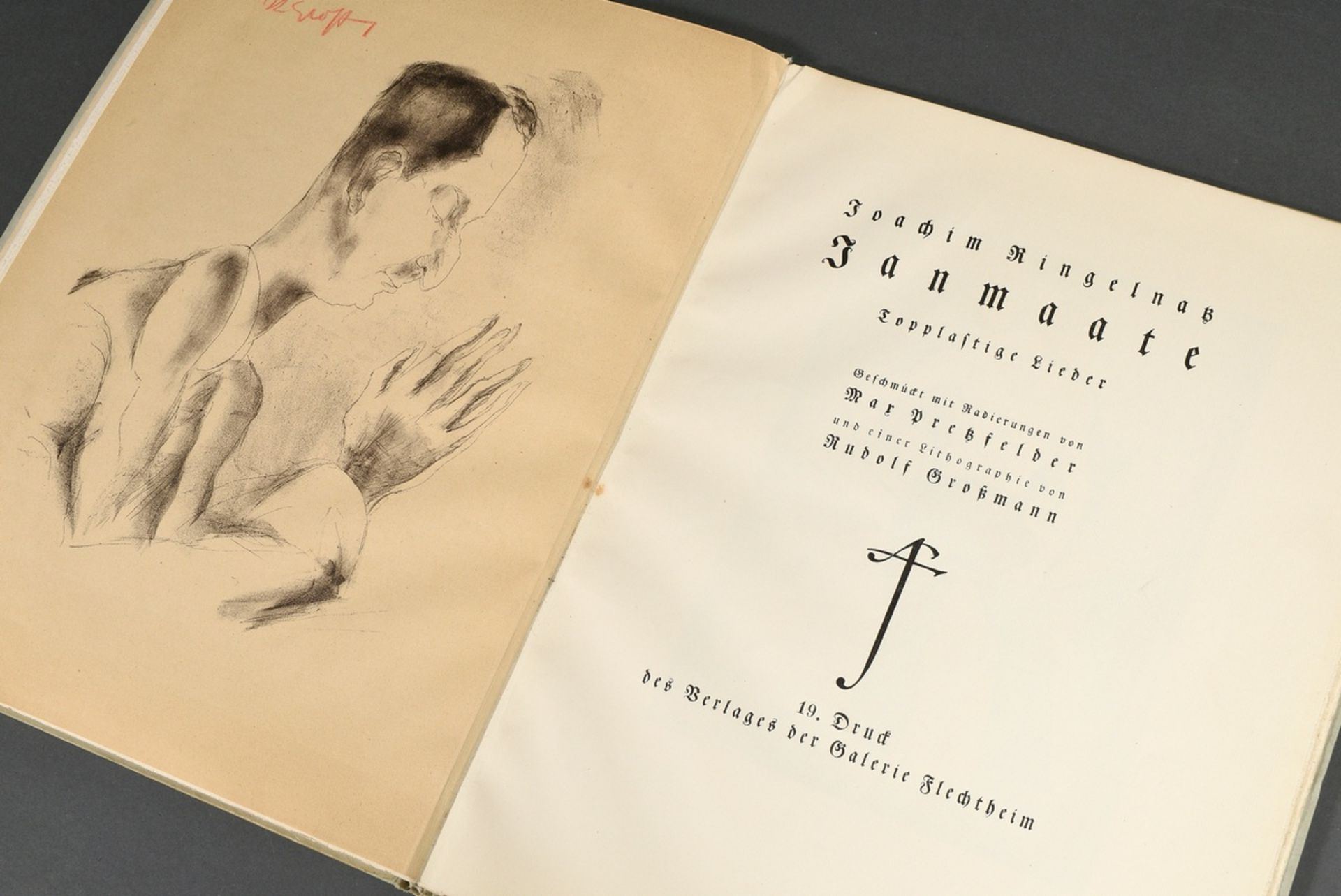 Ringelnatz, Joachim (1883-1934) "Janmaate. Topplastige Lieder" 1922, mit einer sign. Lithographie v