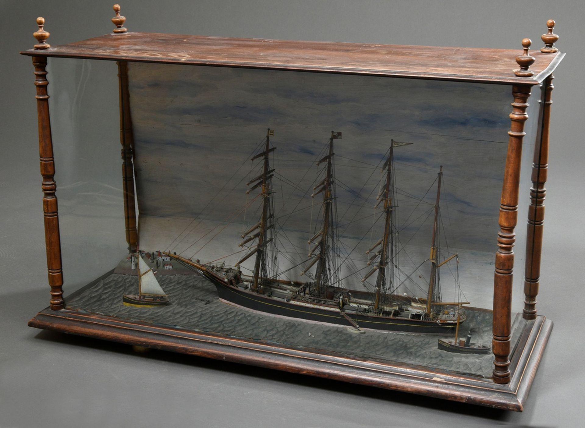 Diorama with full model of a ship "Four-masted barque 'Placilla' later 'Optima'" with dinghies in f - Image 2 of 8