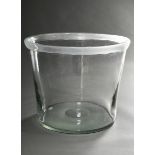 Großes Glas Gefäß mit umgeschlagenem Rand und ausgeschliffenem Abriss, H. 30cm, Ø 35,5cm