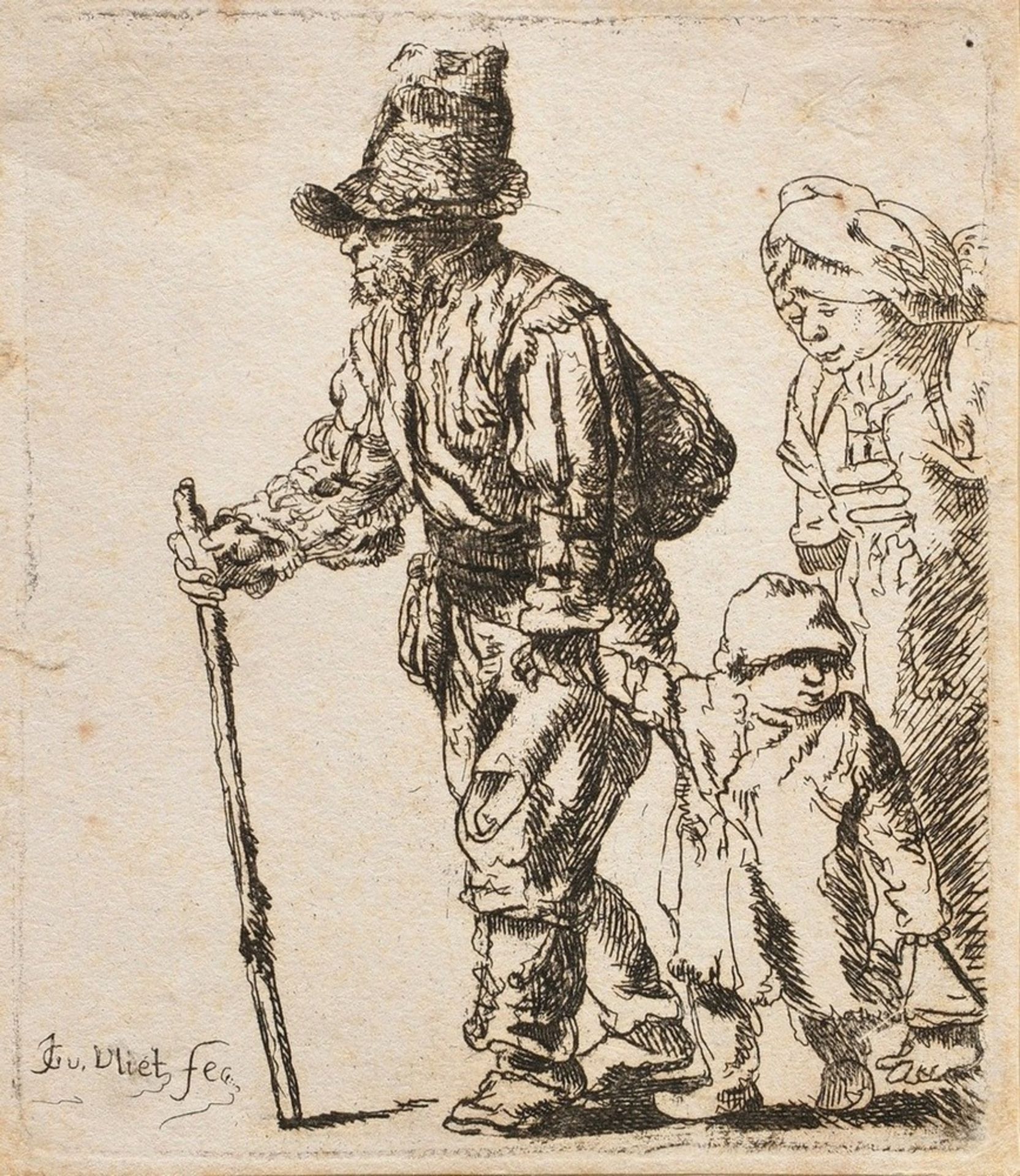 3 Vliet, Jan-Georg van (c.1610-1668) "Beggars" from the Beggars series, etchings, each sign. on the - Image 3 of 4