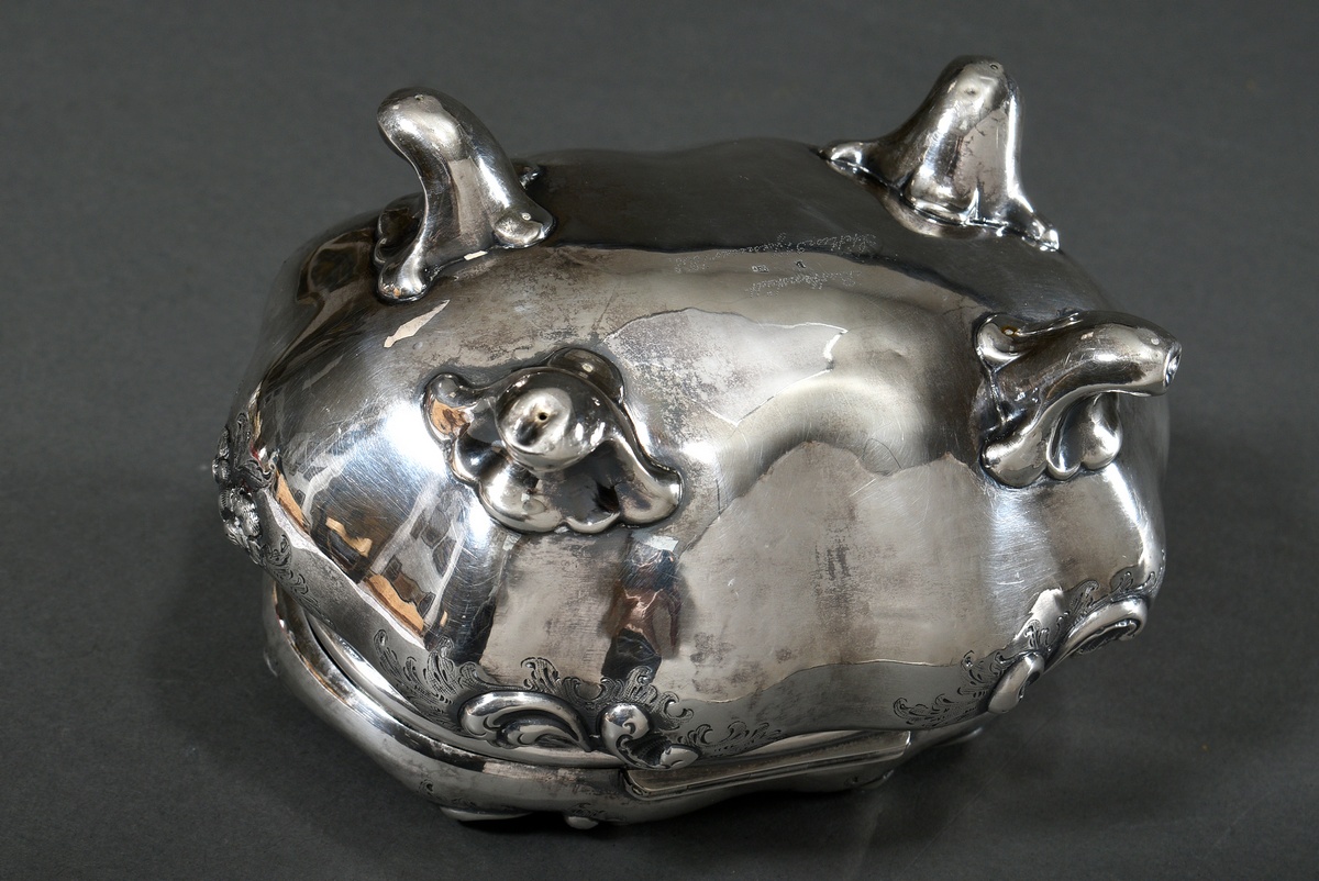 Late Biedermeier sugar bowl with floral drift work on feet, bottom with dot engraving: "Bettenstädt - Image 4 of 5