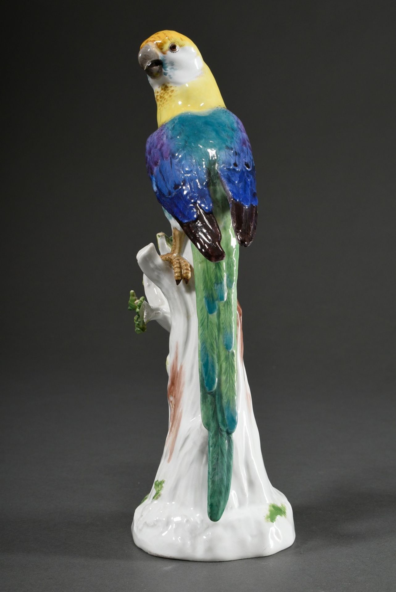 Meissen figure "Parrot on tree stump", coloured painted, model after J.J. Kaendler, incised model n - Image 2 of 8