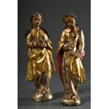 Paar sakrale Figuren "Maria und Johannes", Holz farbig gefasst, H. 23/23,5cm, Abplatzungen, kl. Def