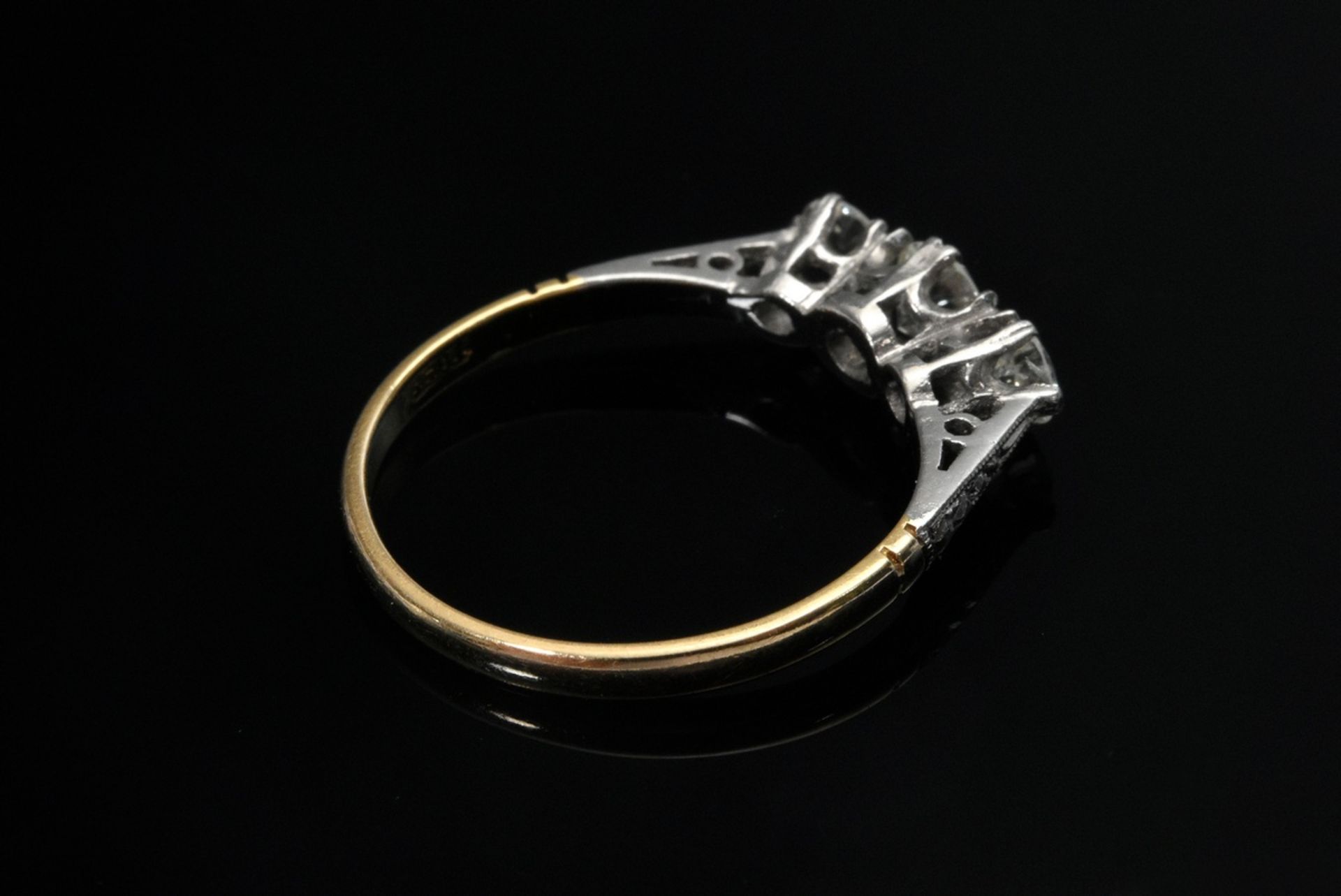 English yellow and white gold 750 trilogy diamond ring (together approx. 0.40ct/SI-P1/C-LY), 1,73g, - Image 4 of 4