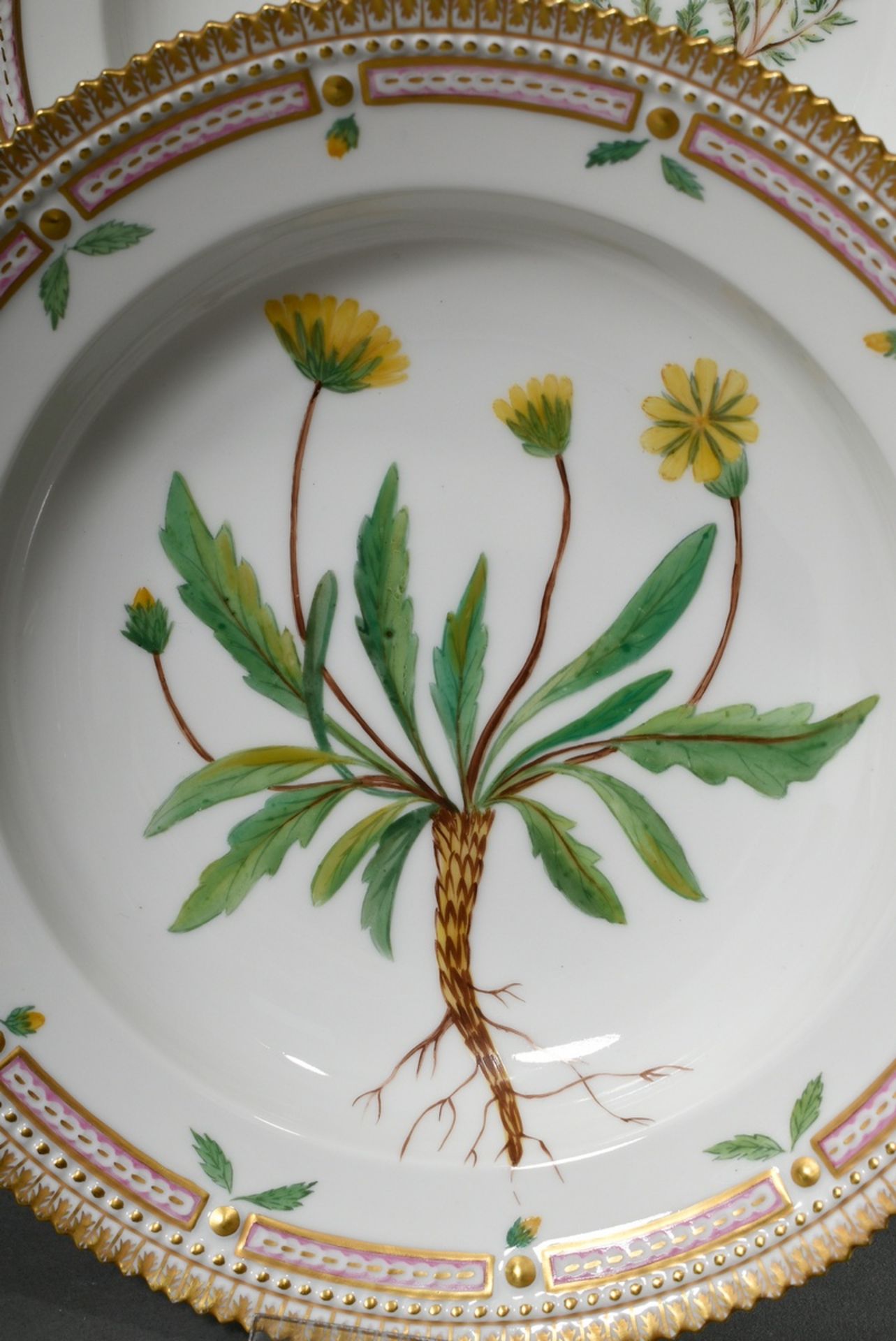 6 deep Royal Copenhagen "Flora Danica" plates with polychrome painting in the mirror and gold decor - Image 4 of 15