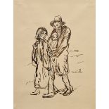 Steinlen, Théophile Alexandre (1859-1923) "Vater mit zwei Kindern", Feder, u.r. sign., im Passepart