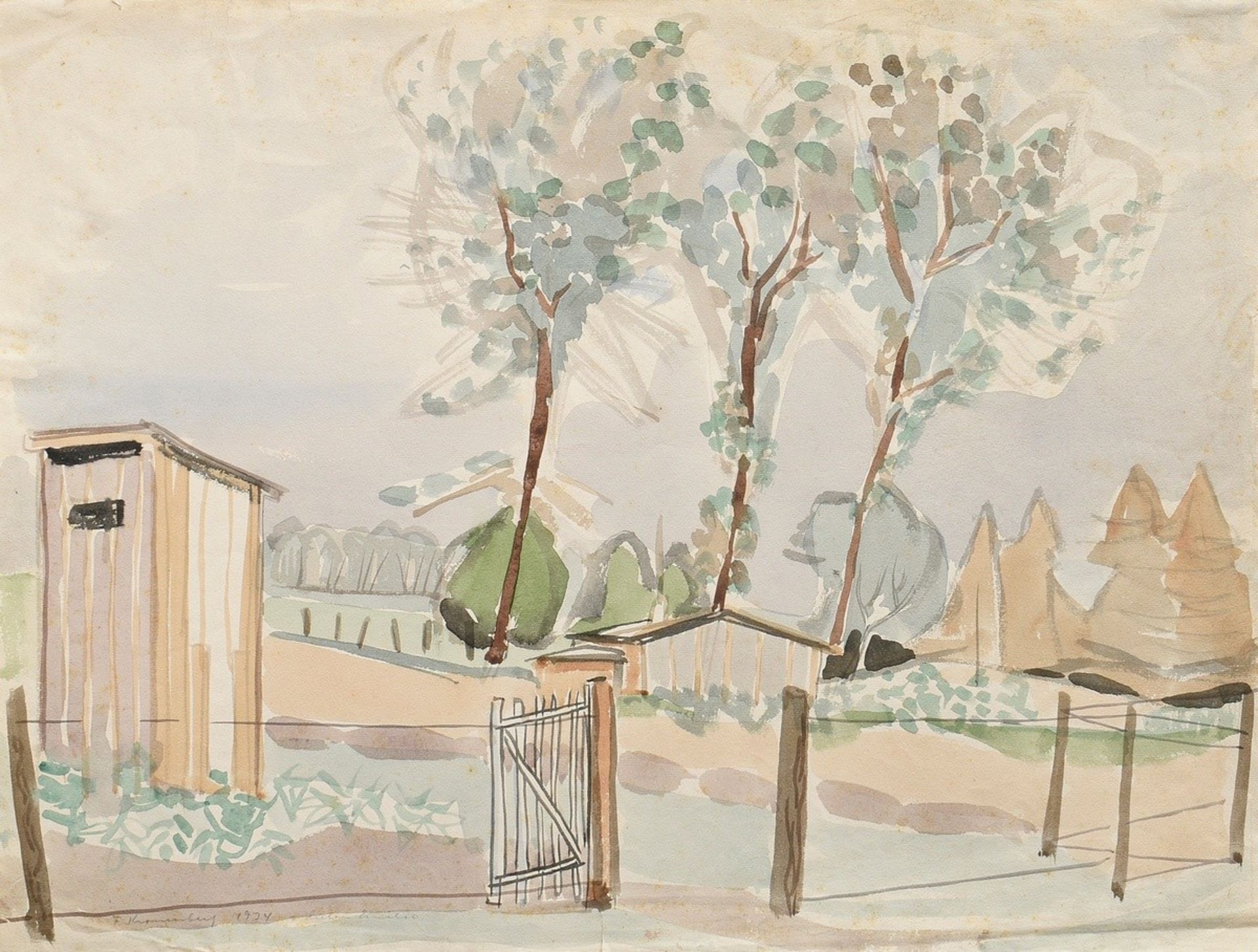 2 Kronenberg, Fritz (1901-1960) "Garden house with toilet" and "Boats" 1934, watercolour and pen an - Image 2 of 6