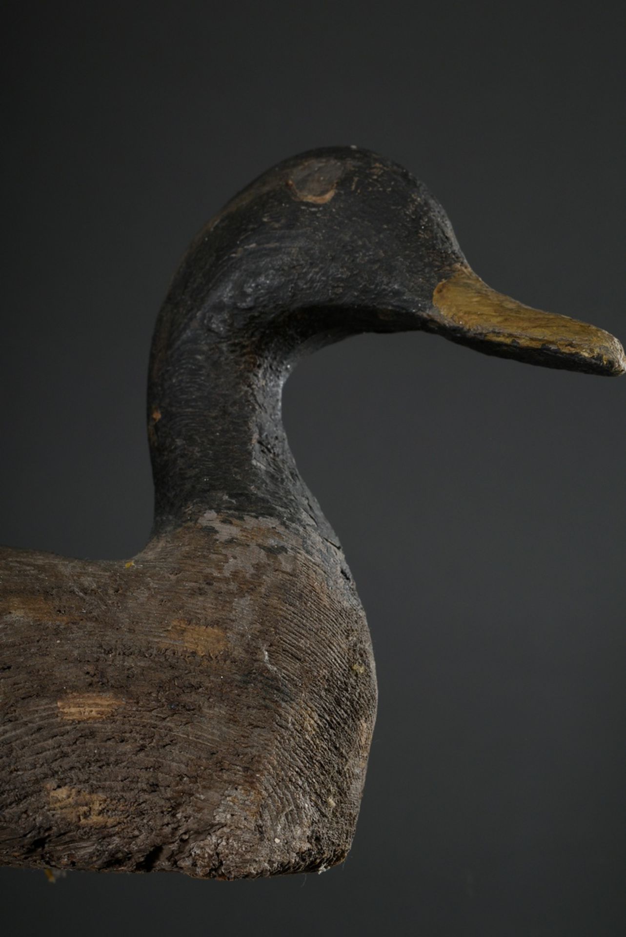 4 Various old decoy ducks, painted wood, 19th c., l. 31-35cm, traces of age - Image 9 of 11