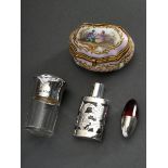 4 Diverse Teile Objets d’Art, 20.Jh.: 2 Flakons mit Silber 925 Montierung und farblosem Glaskorpus,