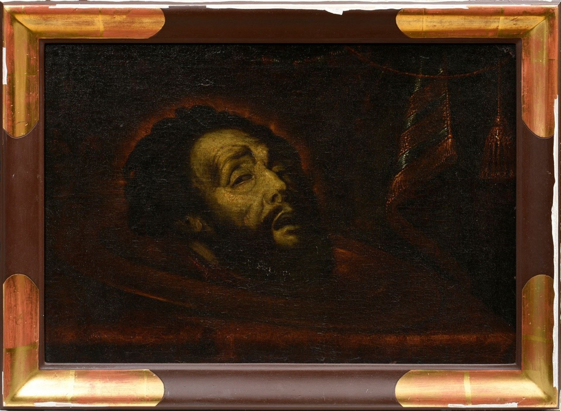 Unknown artist of the 17th/18th century "Head of John the Baptist", oil/canvas, 40,3x58cm (with fra - Image 2 of 4