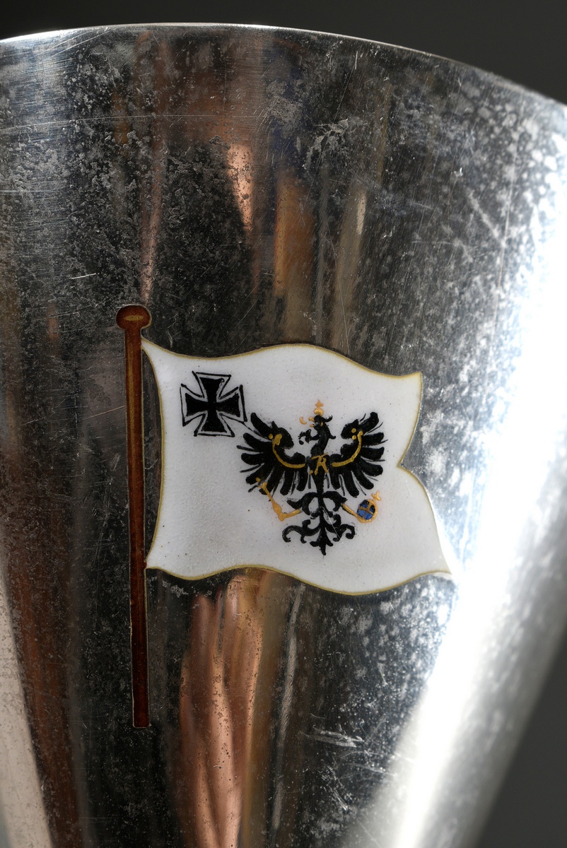 Pair of elegant goblets with enamelled ship's flag of the "S.M.S. Preußen (1903)", 1x engraved at t - Image 2 of 6