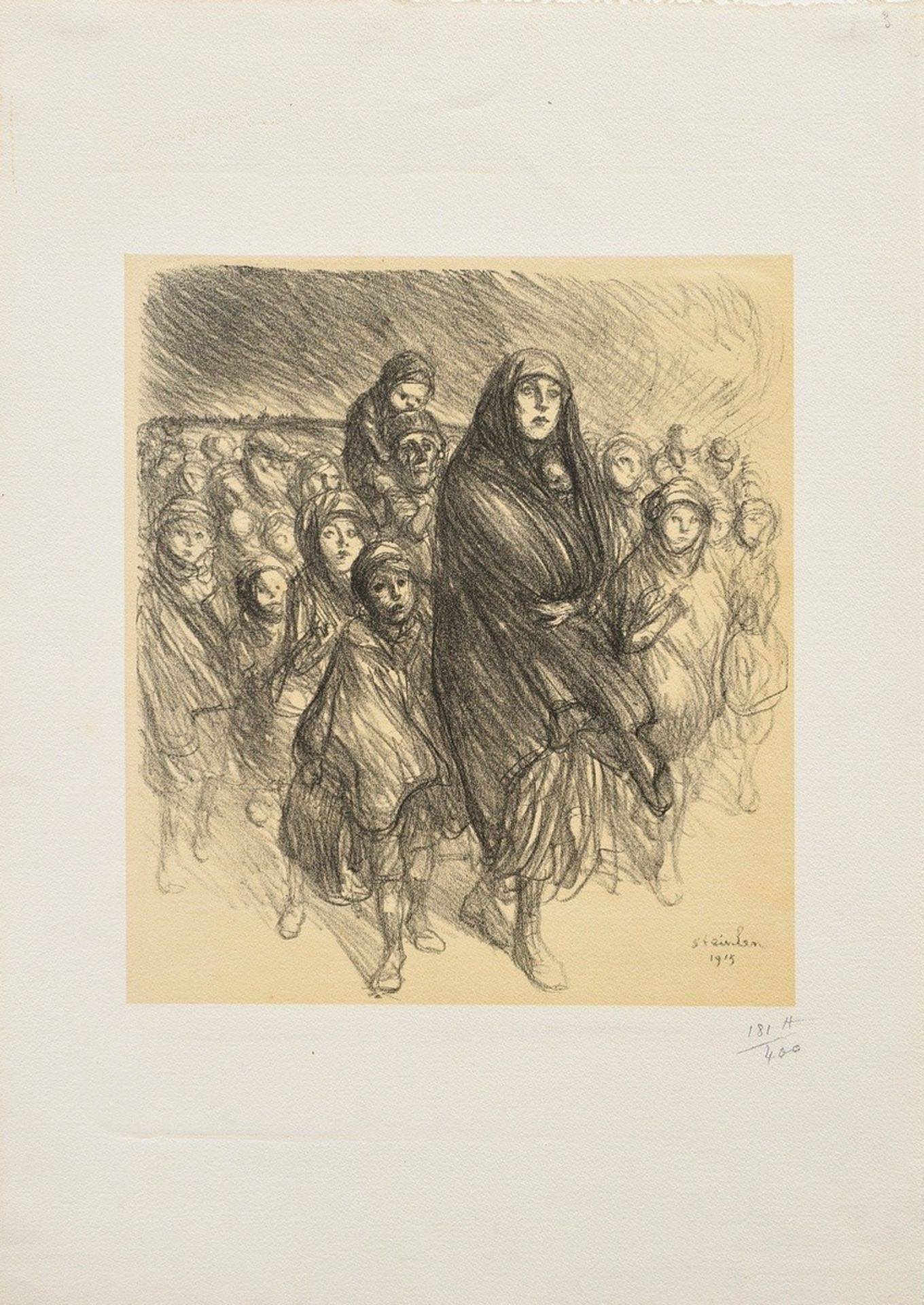 3 Steinlen, Théophile Alexandre (1859-1923) "La Poilue", "o.T." (Soldat) und "o.T." (Flüchtlinge), - Bild 8 aus 8