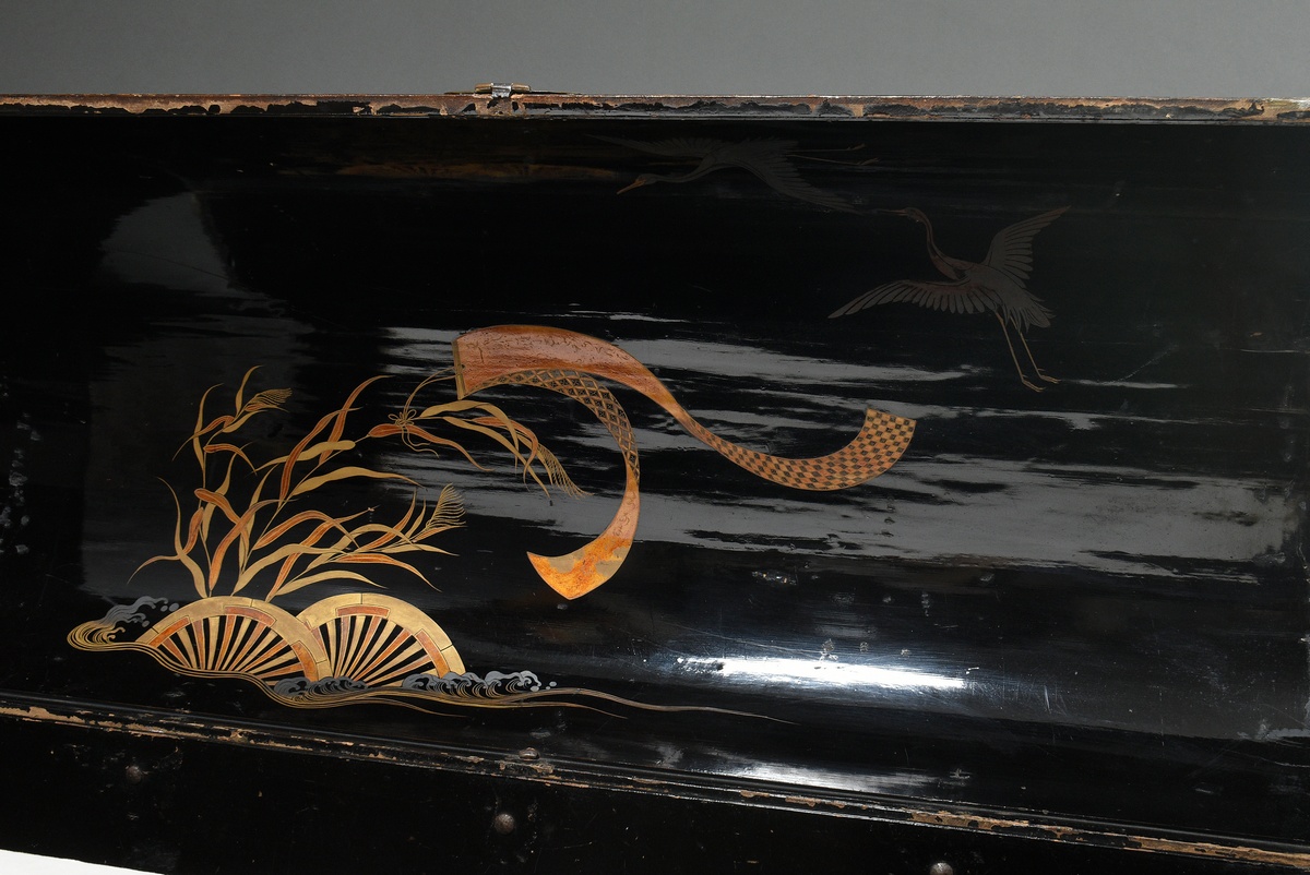 Museal Nanban Urushi lacquer chest with mother-of-pearl inlays and gold lacquer painting, Japan Mom - Image 11 of 11