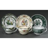 3 Spode Steingut Jumbotassen/UT mit grünen Dekoren "Avondale", "Siam" und "Green Camilla", 20.Jh.,