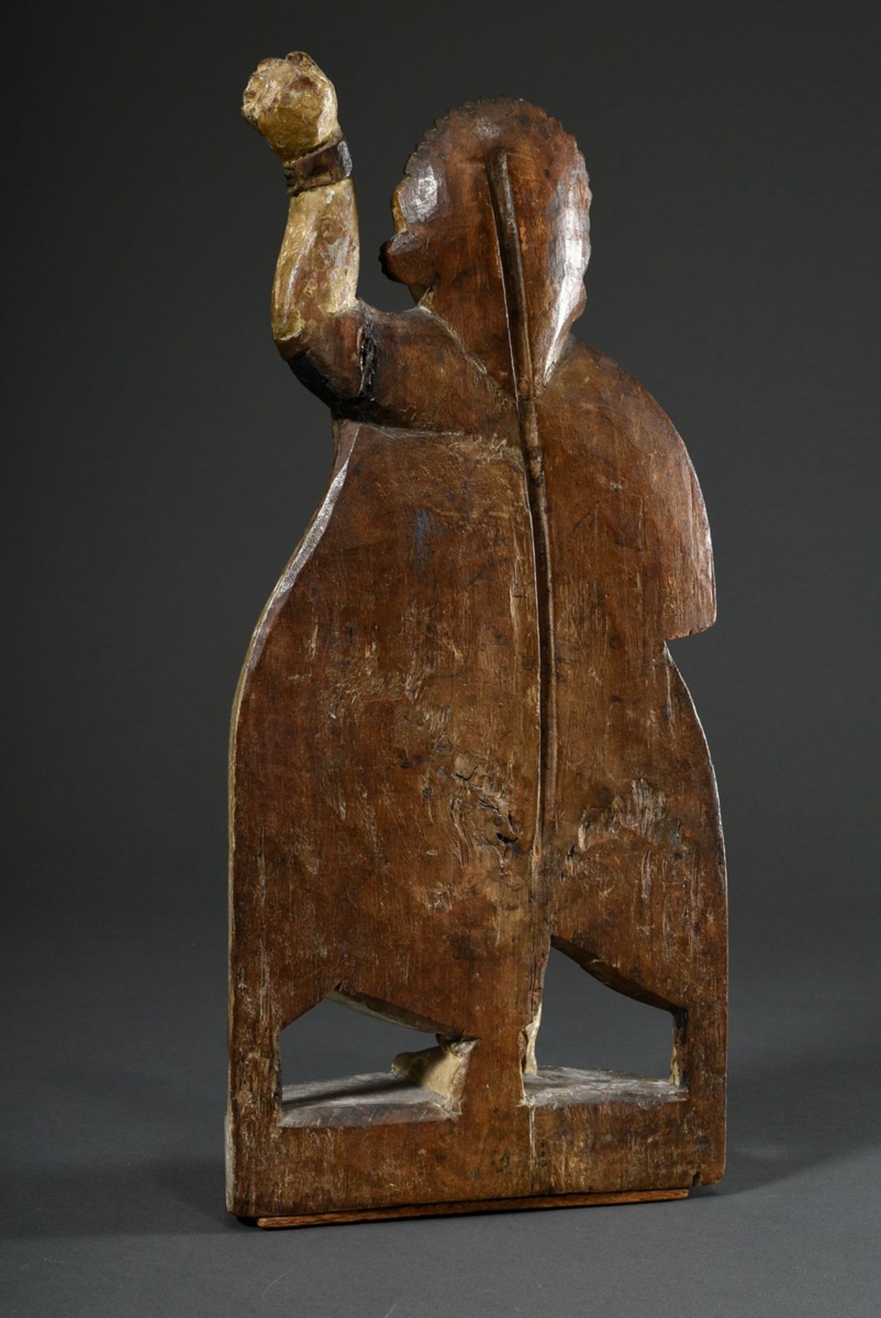 2 Various Indian figures with coloured setting "Temple dancer" and "Horse", carved wood, h. 16,5/44 - Image 4 of 9