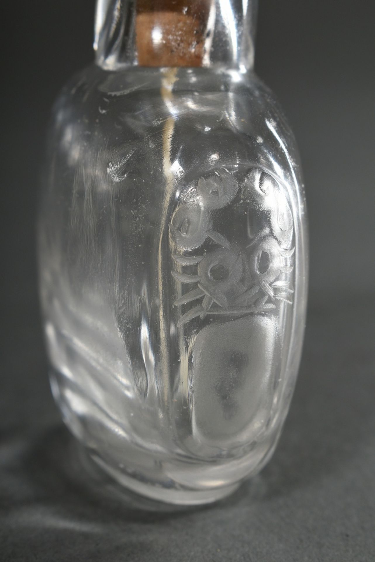 3 Various glass snuffbottles in imitation of stones (jade, chalcedony and rock crystal), China Qing - Image 3 of 5