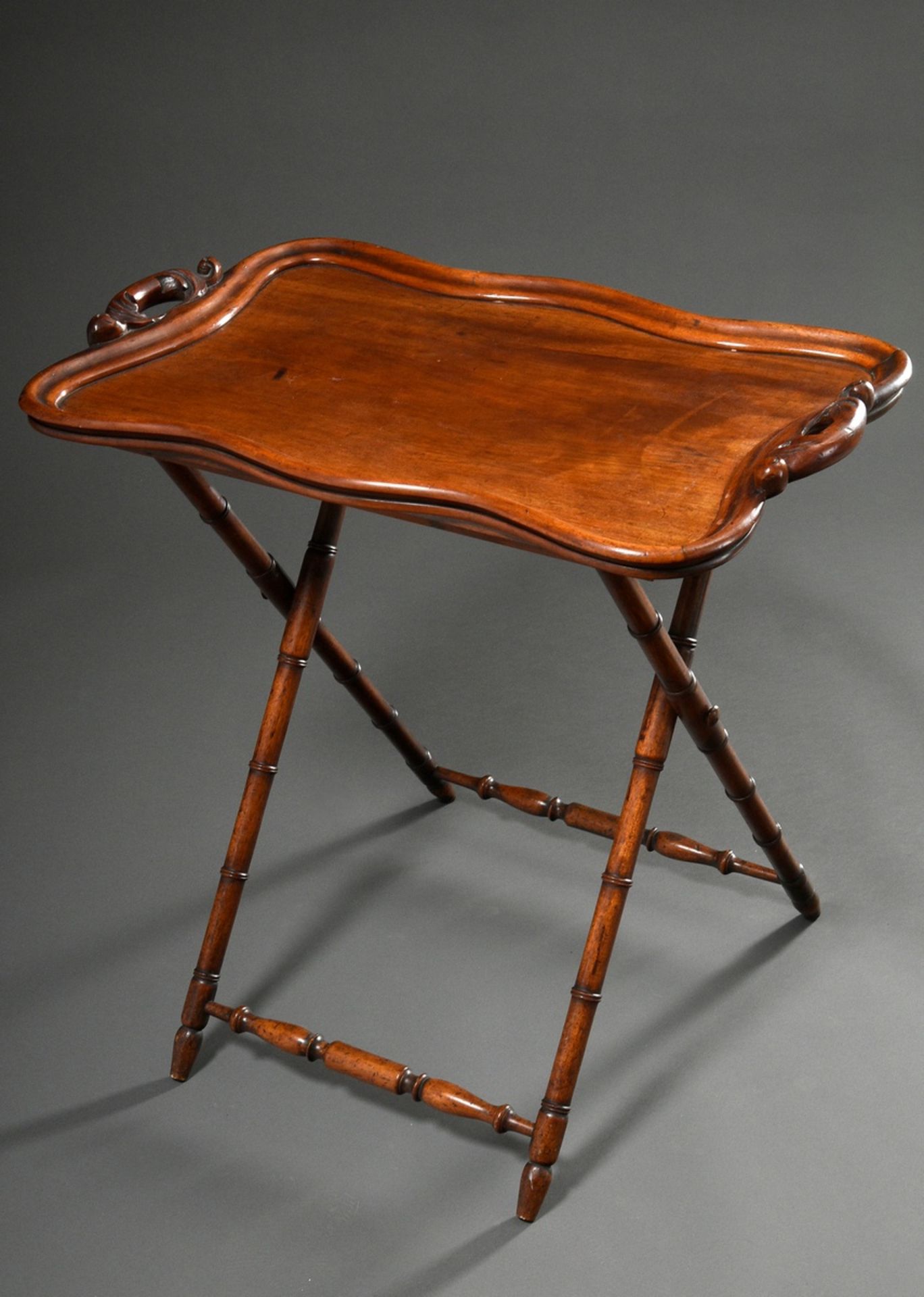 English mahogany tray table "Butlers Tray" on scissors frame, 2nd half 19th c., 74x79,5x50cm